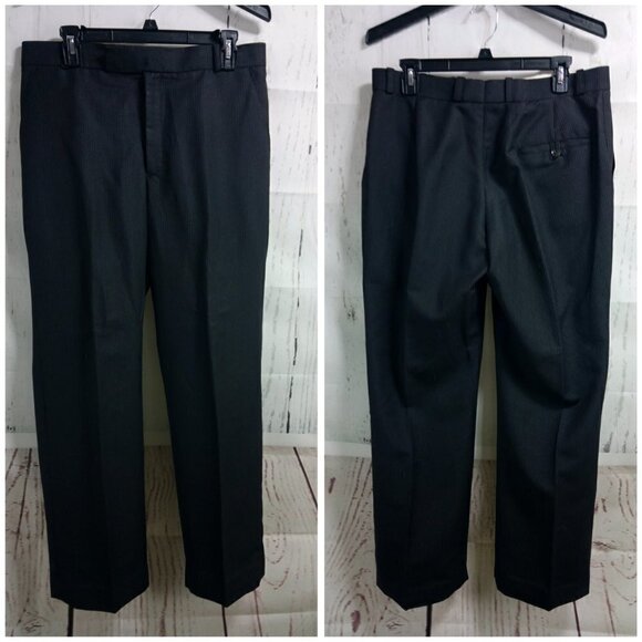 Custom Made 39S 2 Button Black Glittering Pinstripe 2pc Suit 33x29 Flat Front - Picture 10 of 12